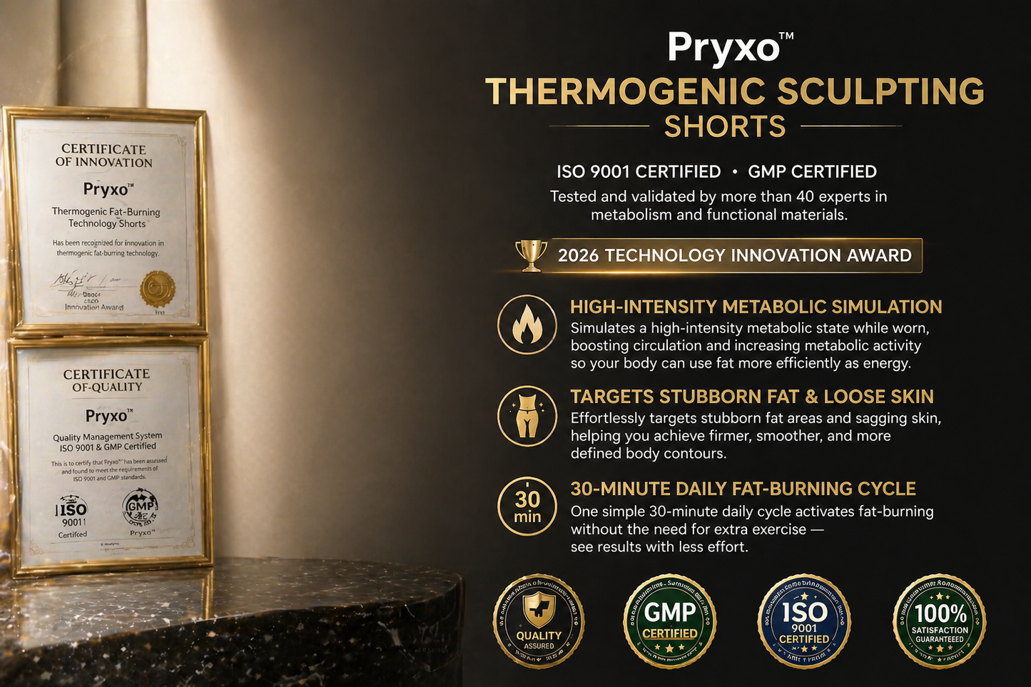 ✅Official Brand Store | PRYXO® 2026 MORINGA & BERBERINE 4-IN-1 MICROPARTICLE MOLDING & FAT BURNING SHORTS