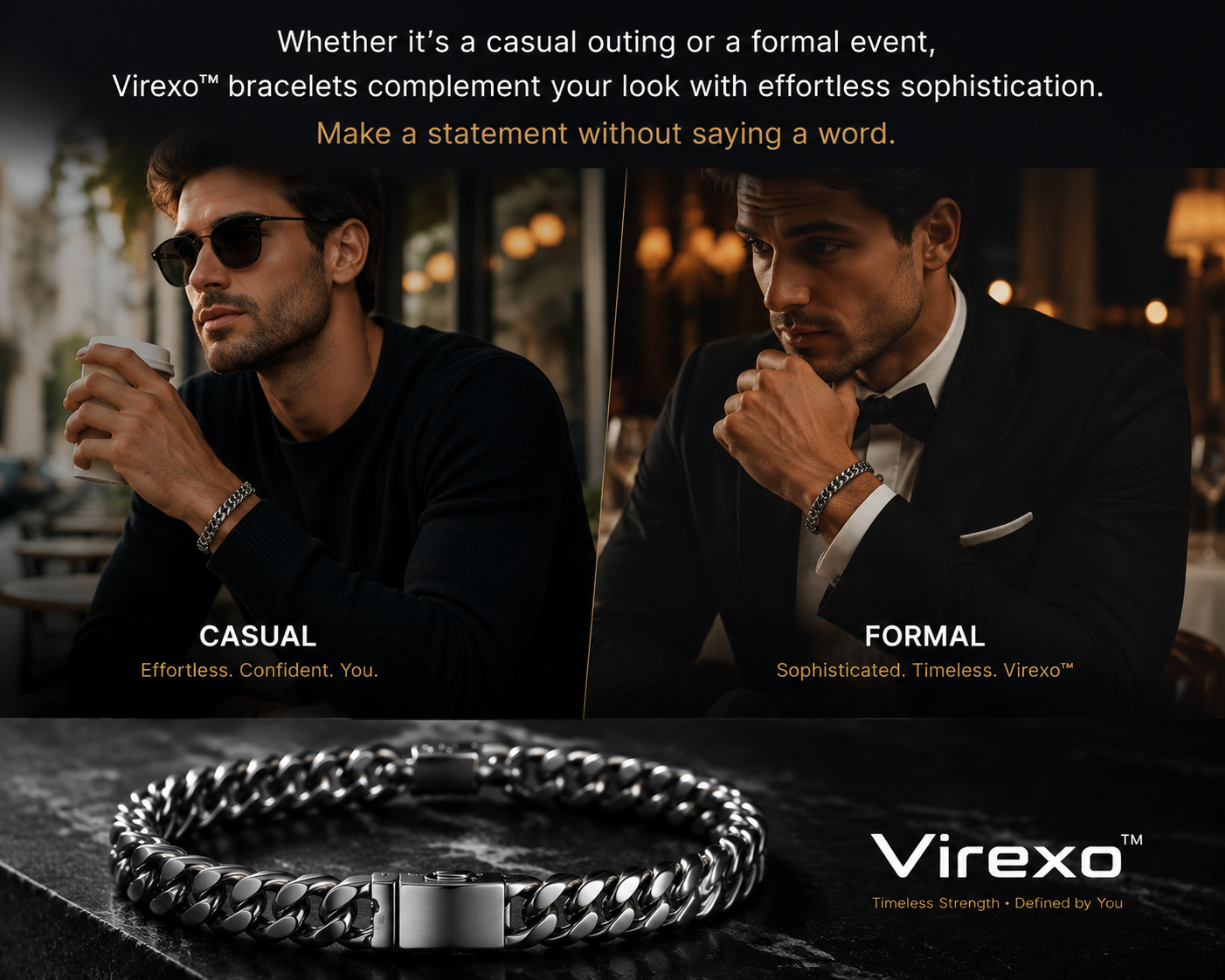 Virexo™ – Crafted with a bio-engineered recovery alloy designed for continuous daily wear.
